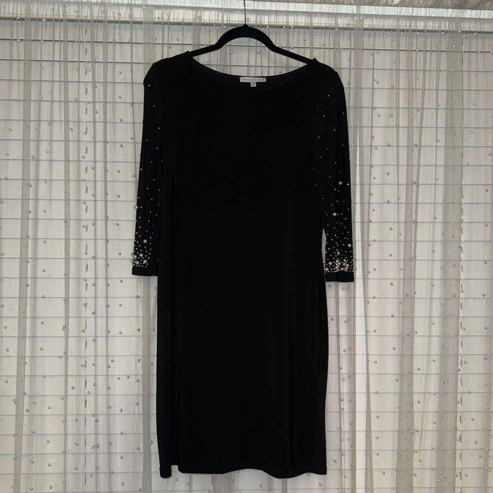 Black Dress with Embellished Sleeves